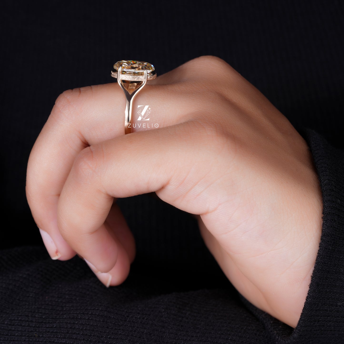 Vintage Champagne Oval Ring
