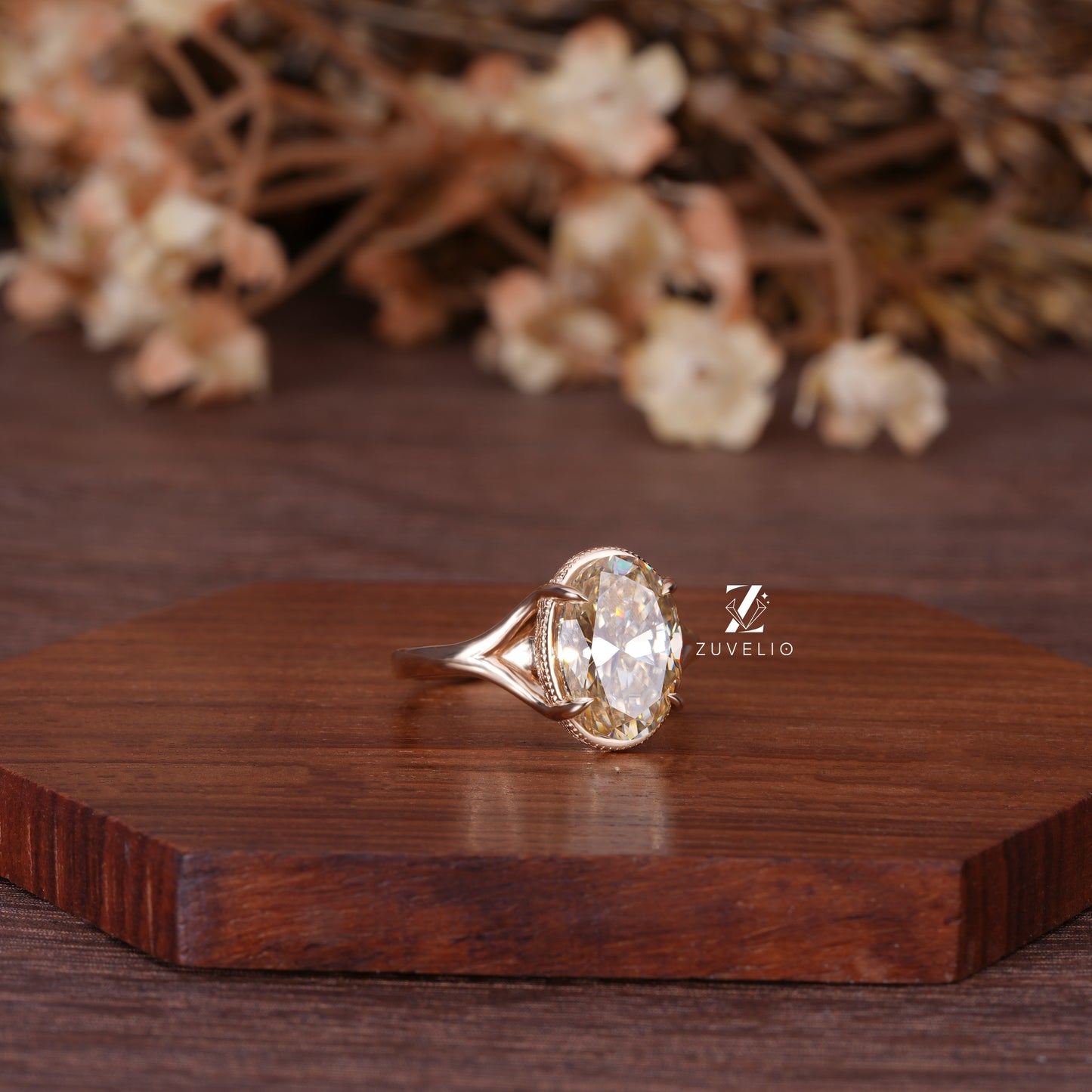 Vintage Champagne Oval Ring