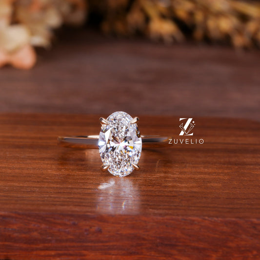Oval Hidden Halo Ring