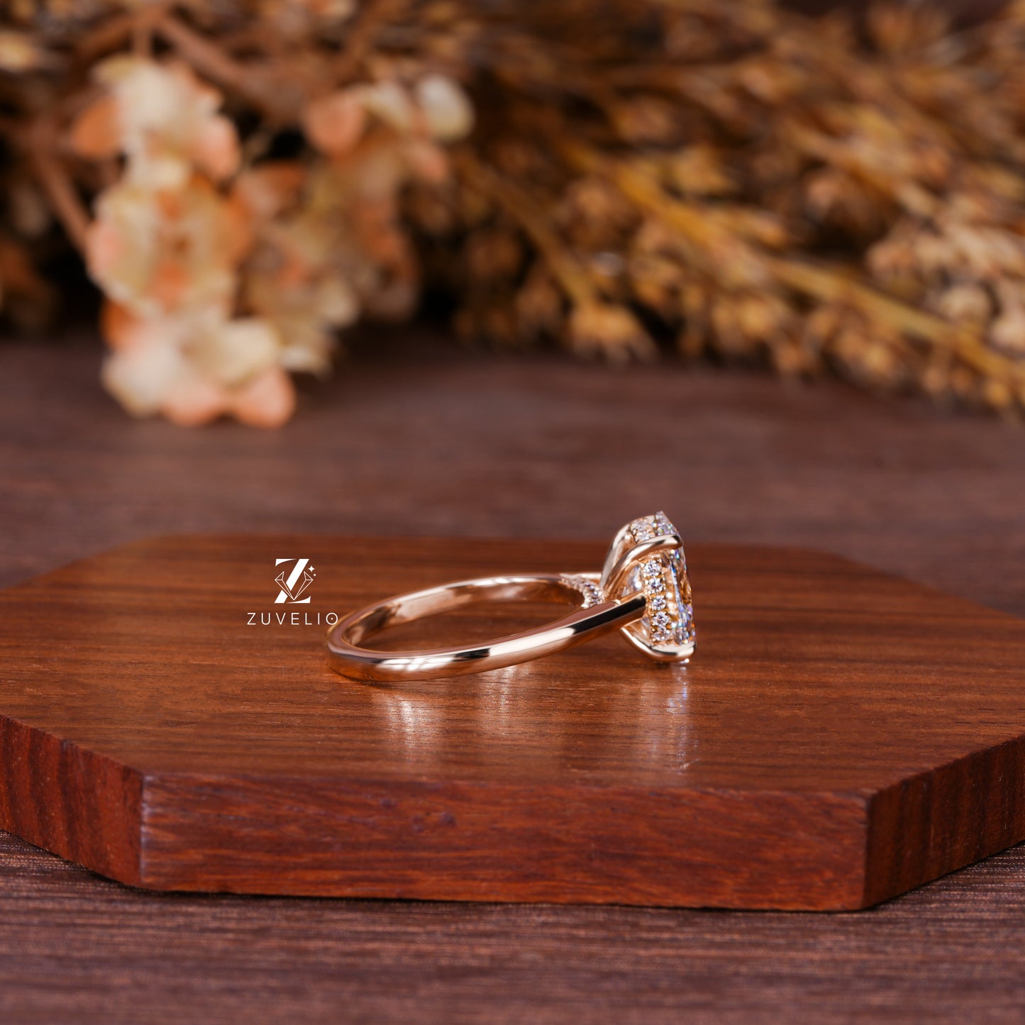 Oval Hidden Halo Ring