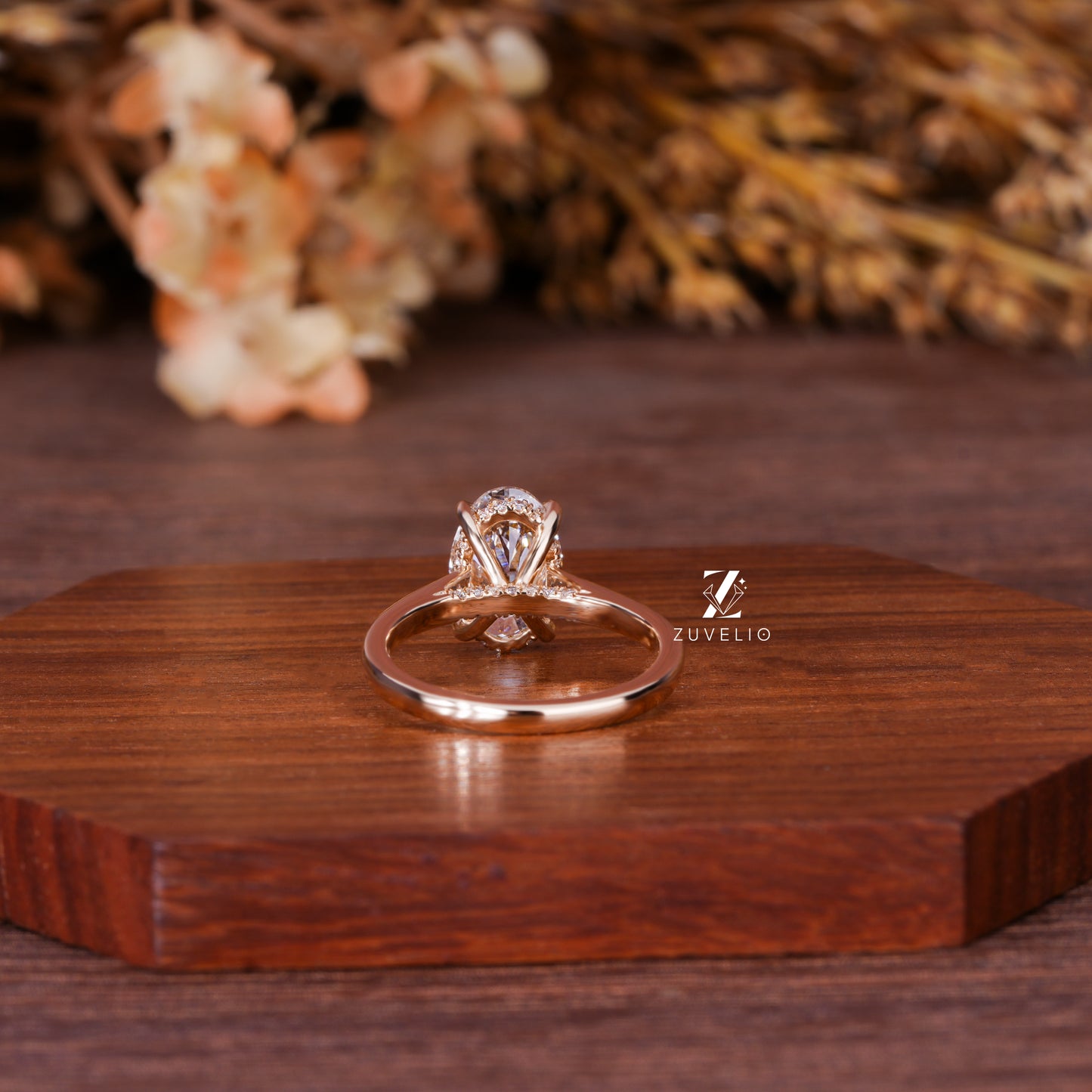 Oval Hidden Halo Ring