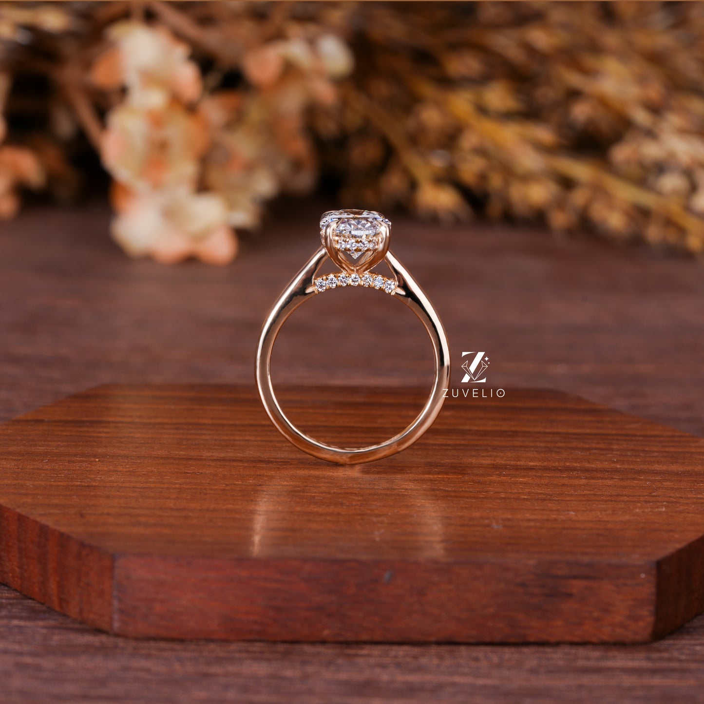 Oval Hidden Halo Ring