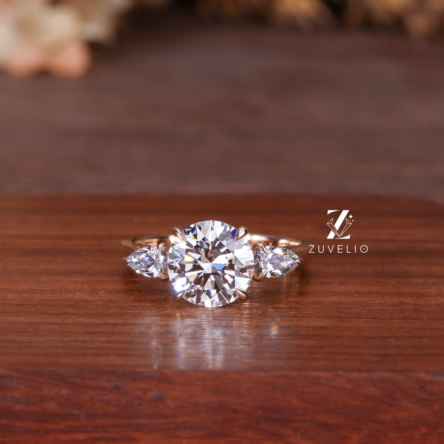 Round Pear Diamond Ring