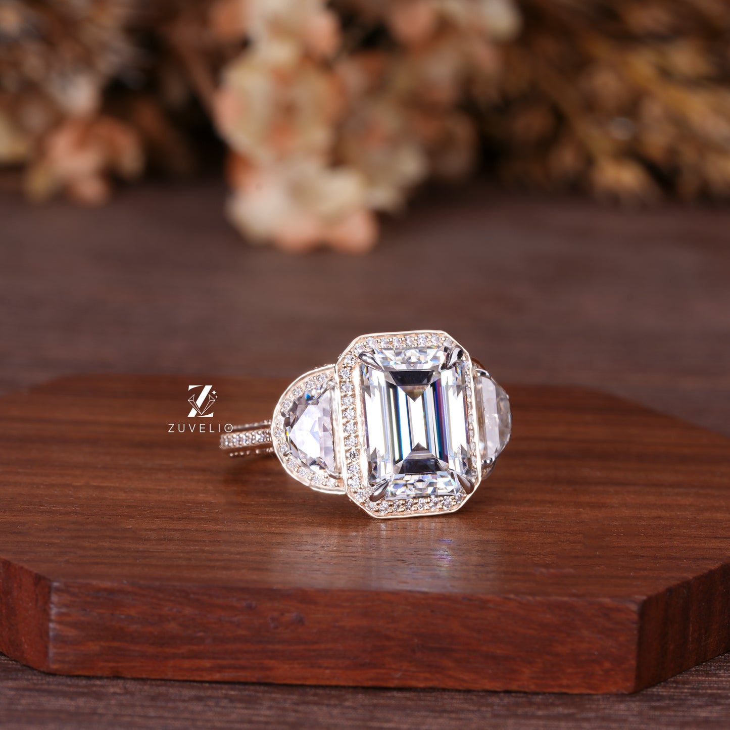 Vintage Emerald Moissanite Ring
