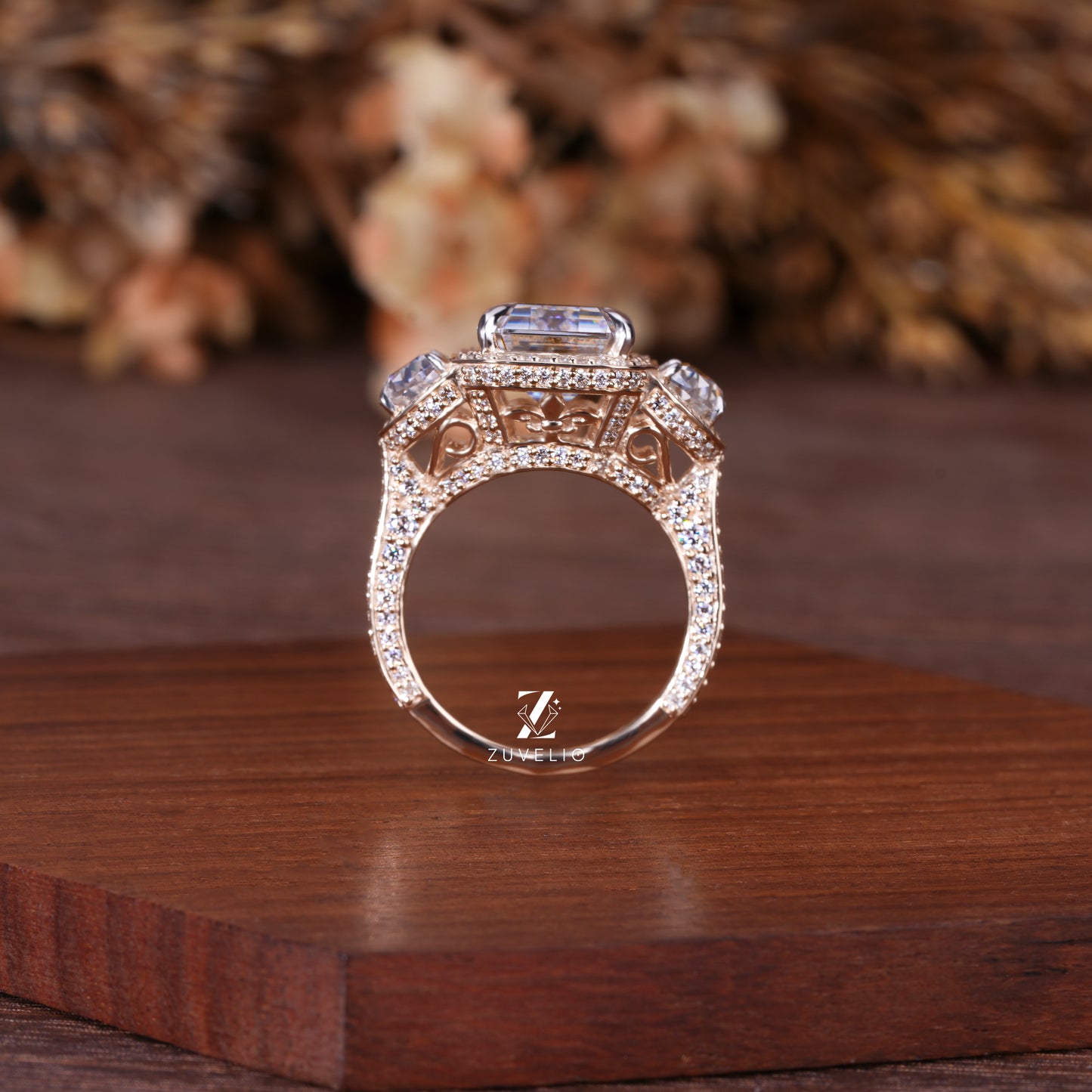 Vintage Emerald Moissanite Ring