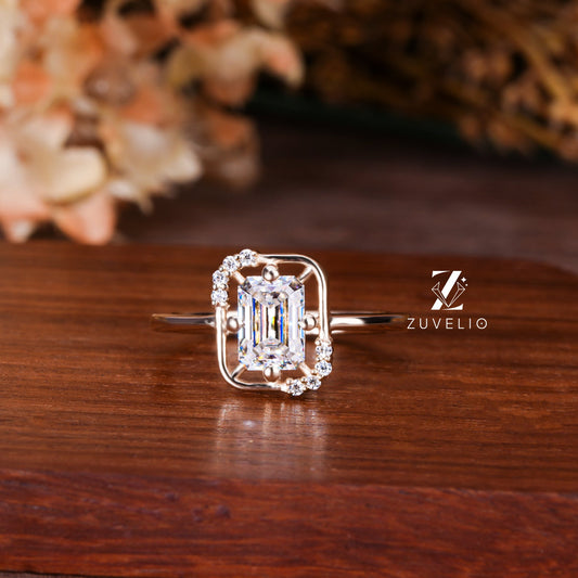 Emerald Moissanite Designer Ring