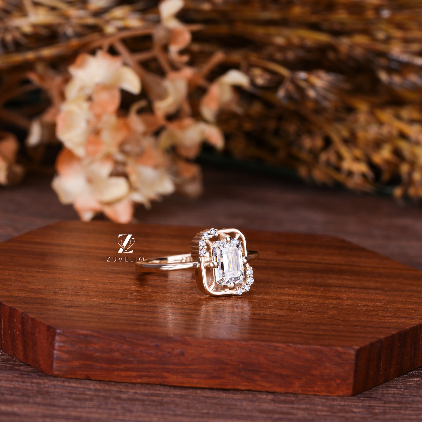 Emerald Moissanite Designer Ring
