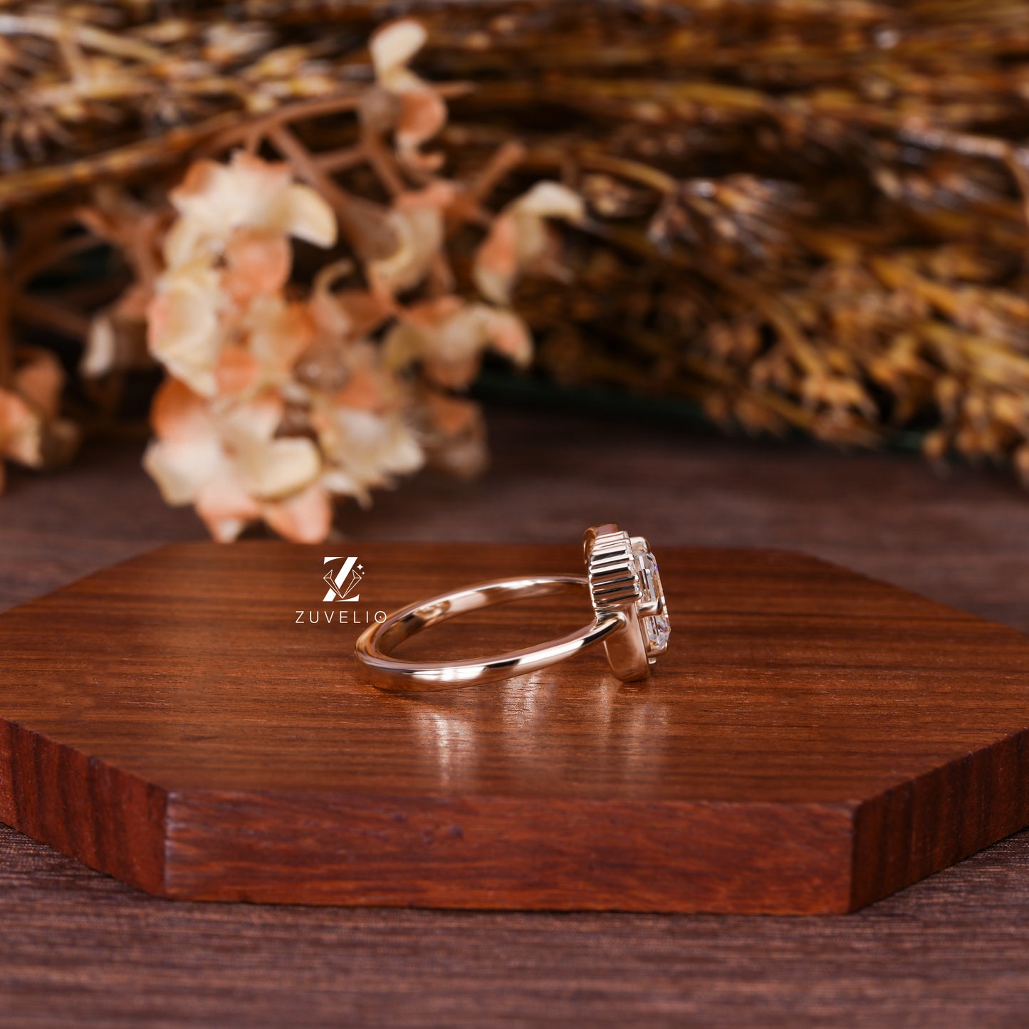 Emerald Moissanite Designer Ring