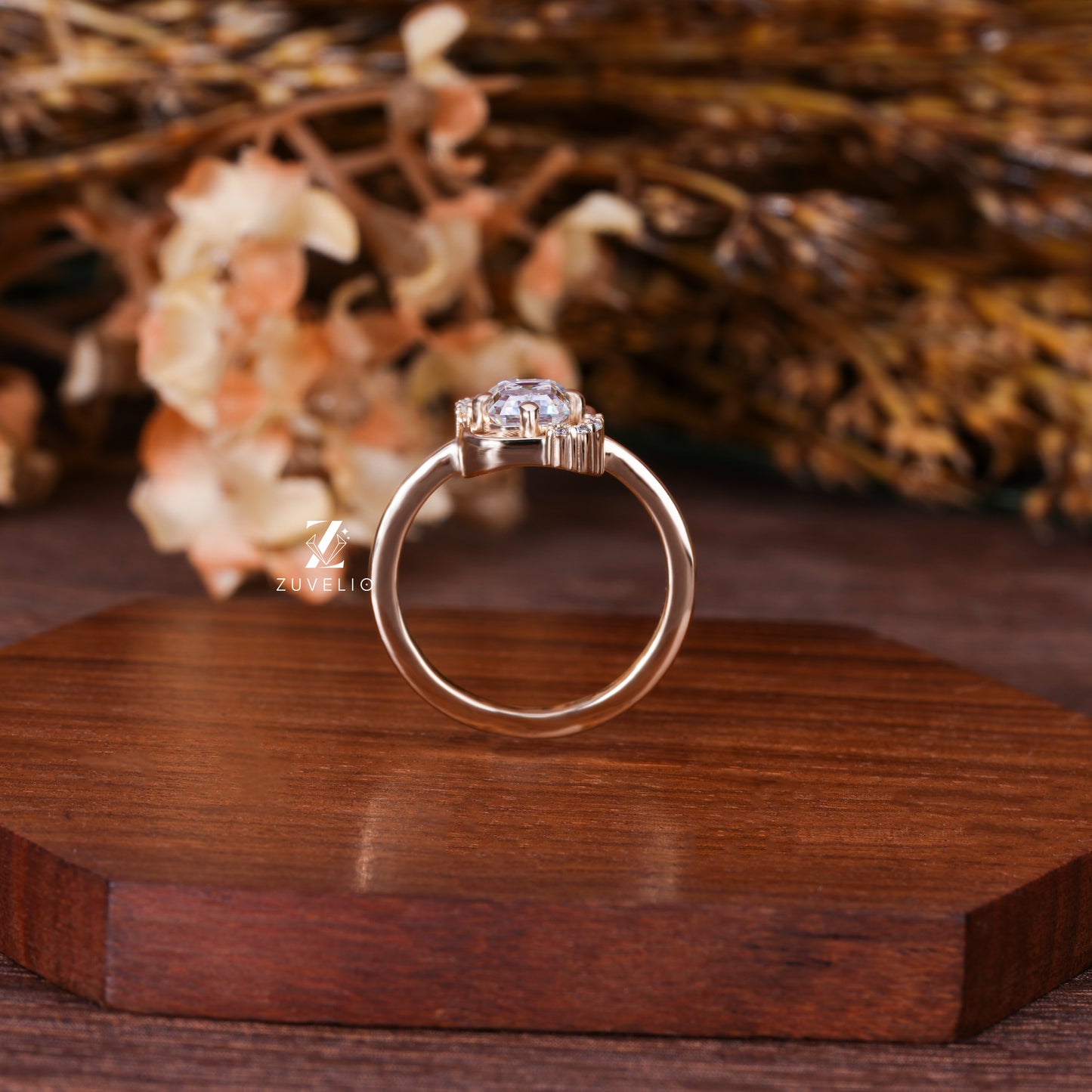 Emerald Moissanite Designer Ring