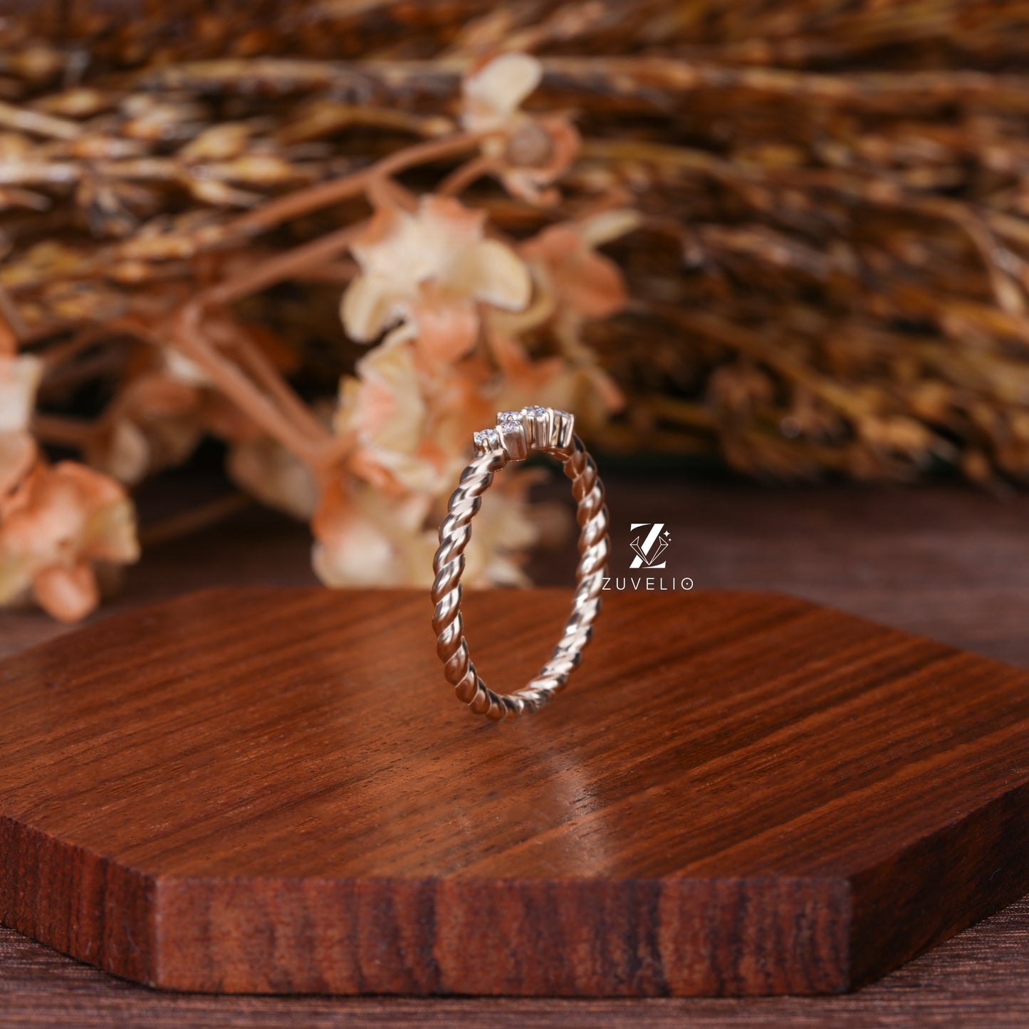 Twisted Round Moissanite Band