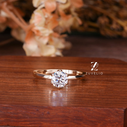 Floral Moissanite Solitaire Ring