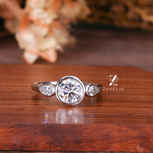Round Bezel Moissanite Ring