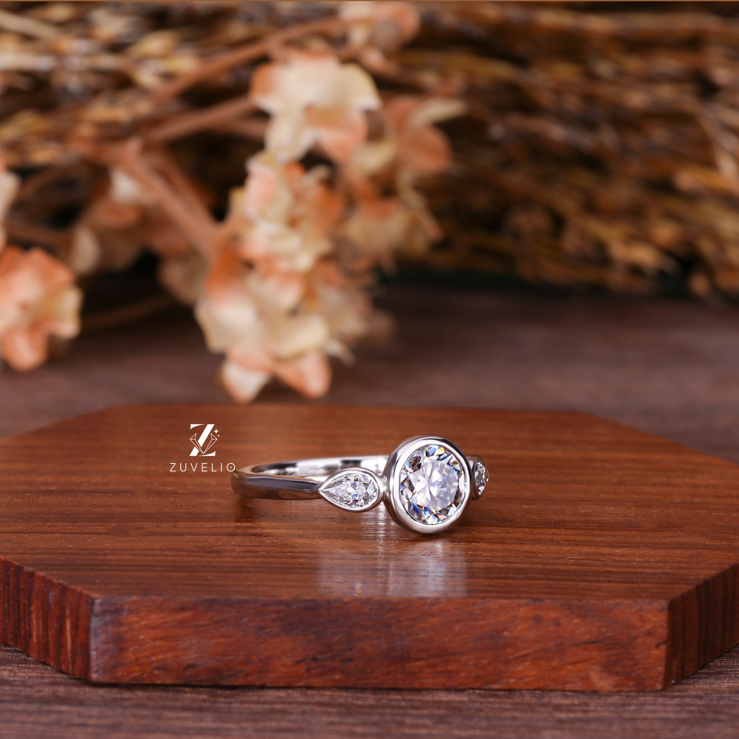 Round Bezel Moissanite Ring