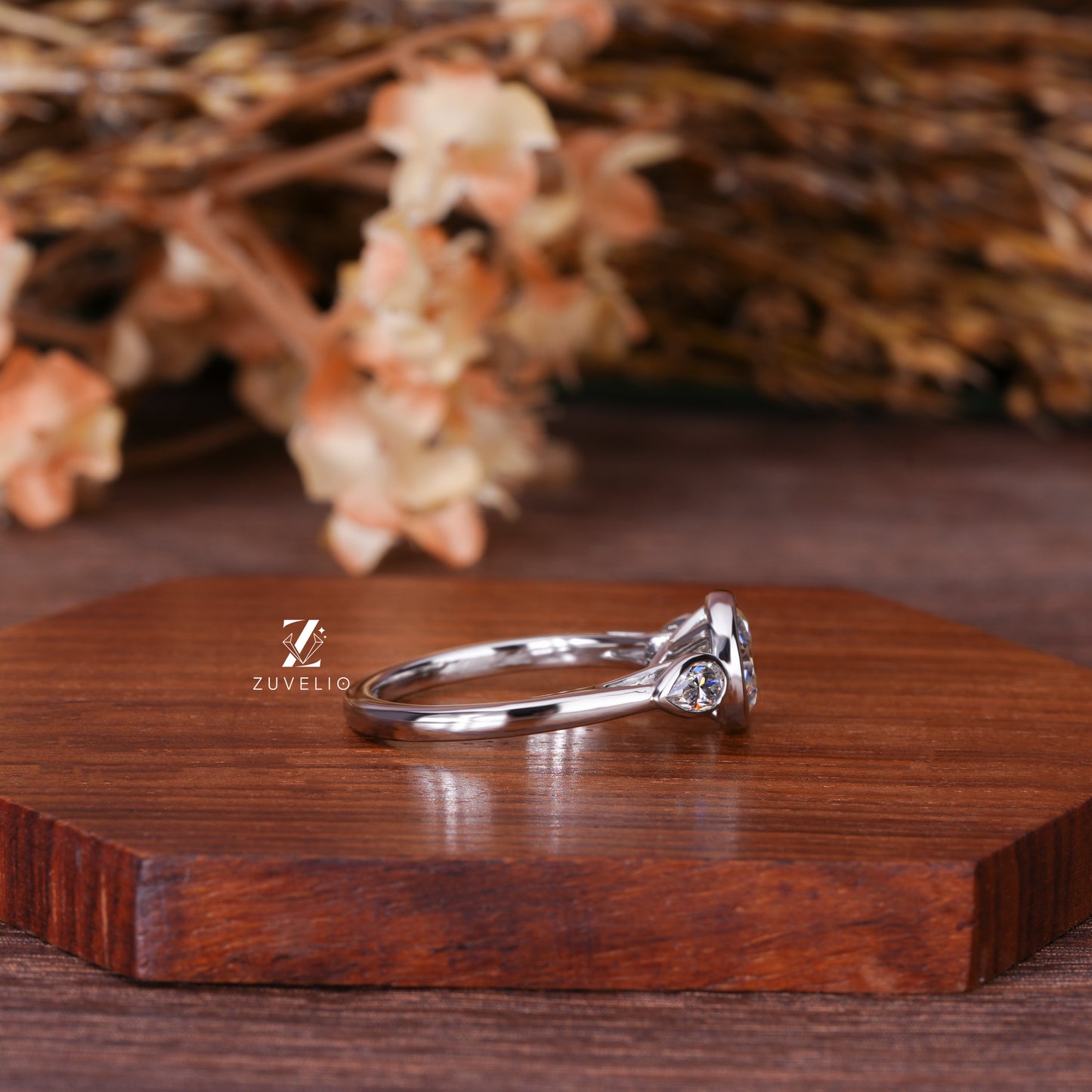 Round Bezel Moissanite Ring