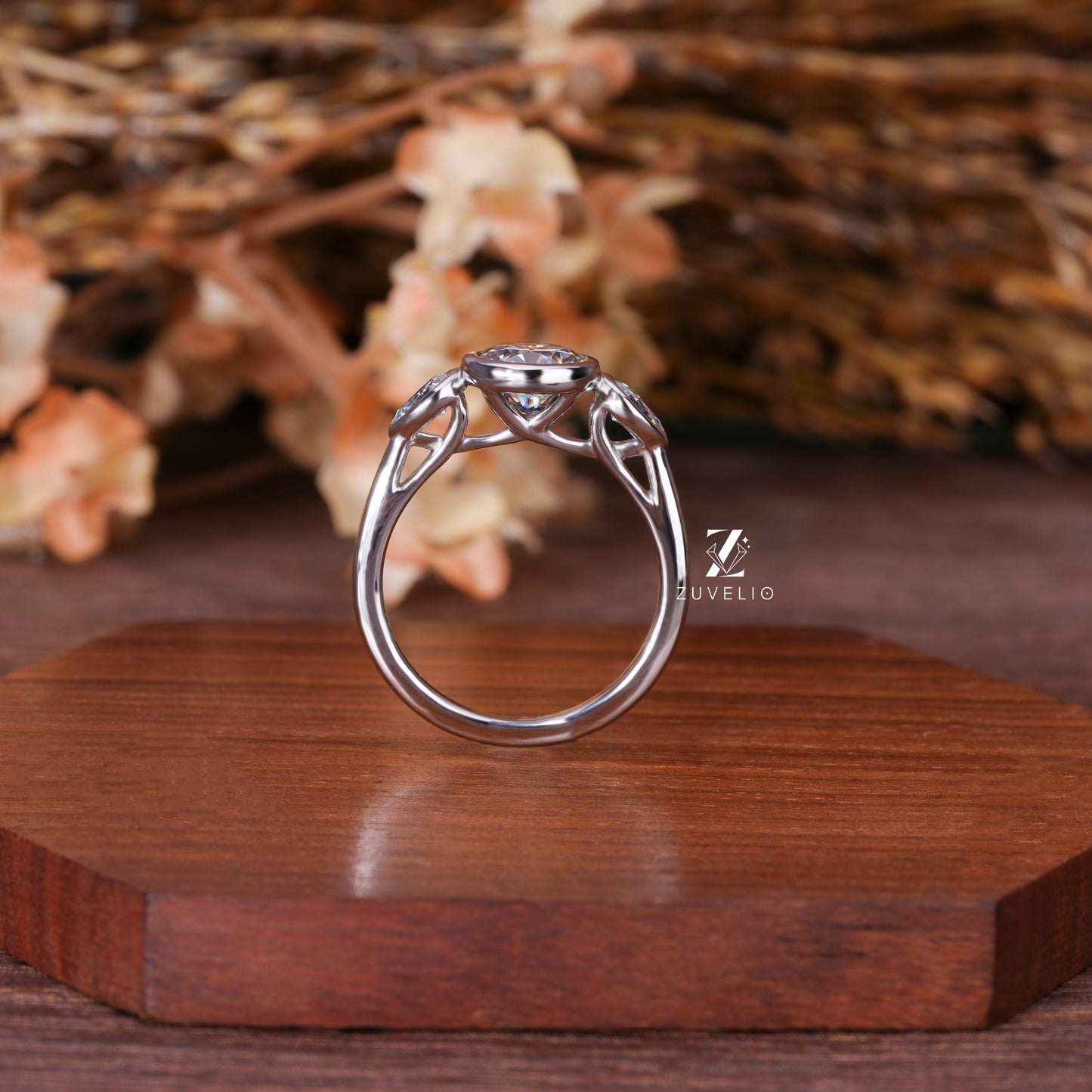 Round Bezel Moissanite Ring