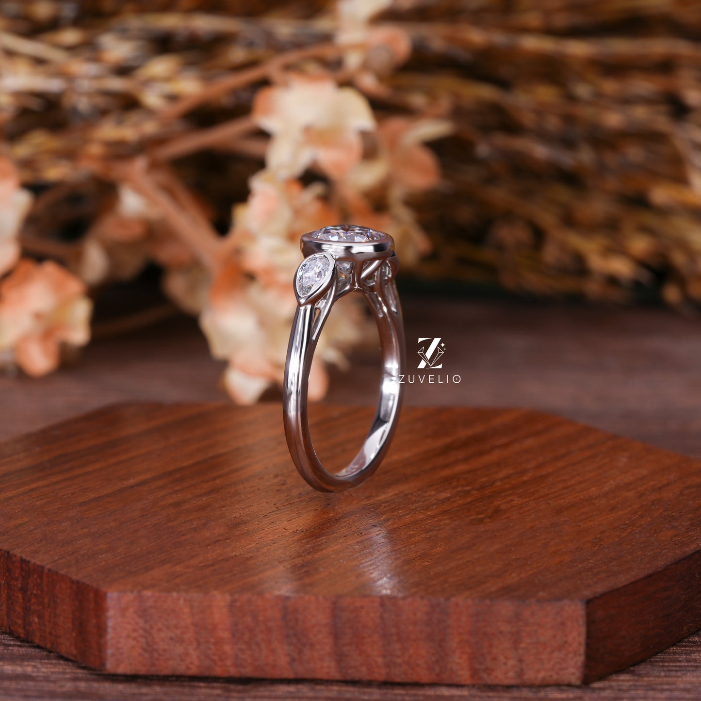 Round Bezel Moissanite Ring