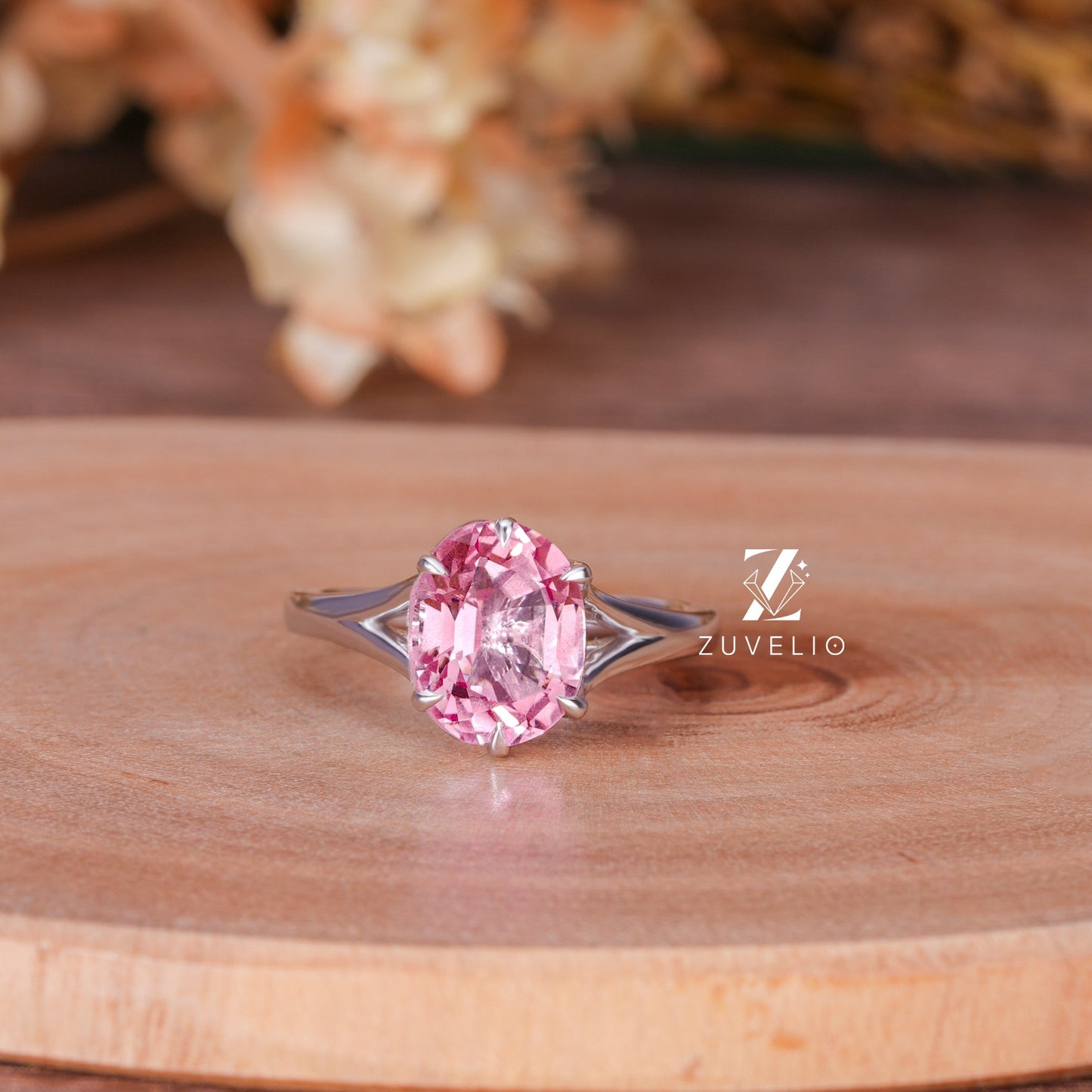 Pink Oval Sapphire Ring