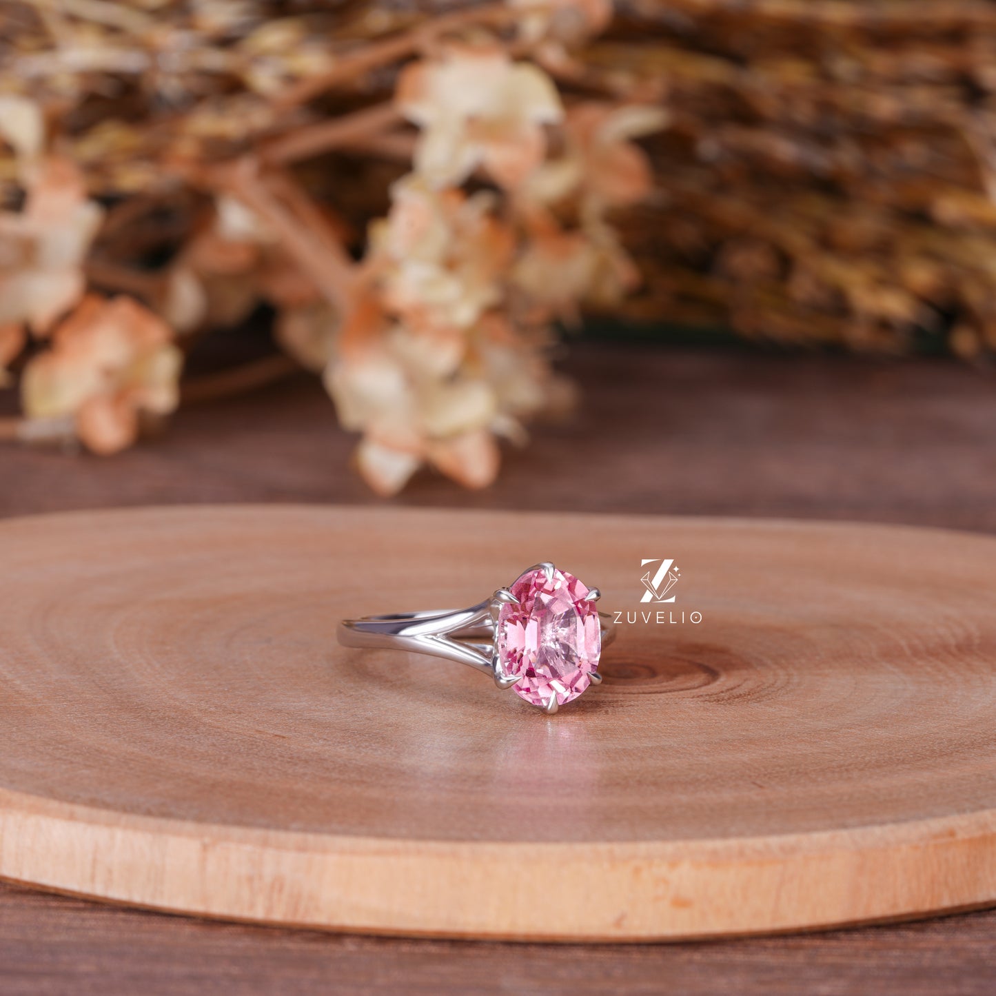 Pink Oval Sapphire Ring