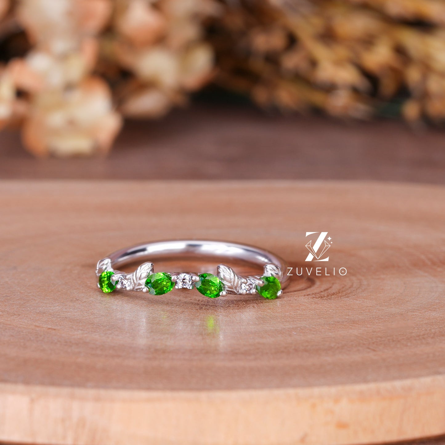 Sapphire Moissanite Wedding Band