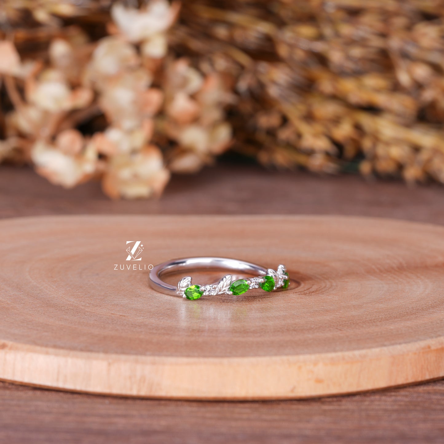 Sapphire Moissanite Wedding Band