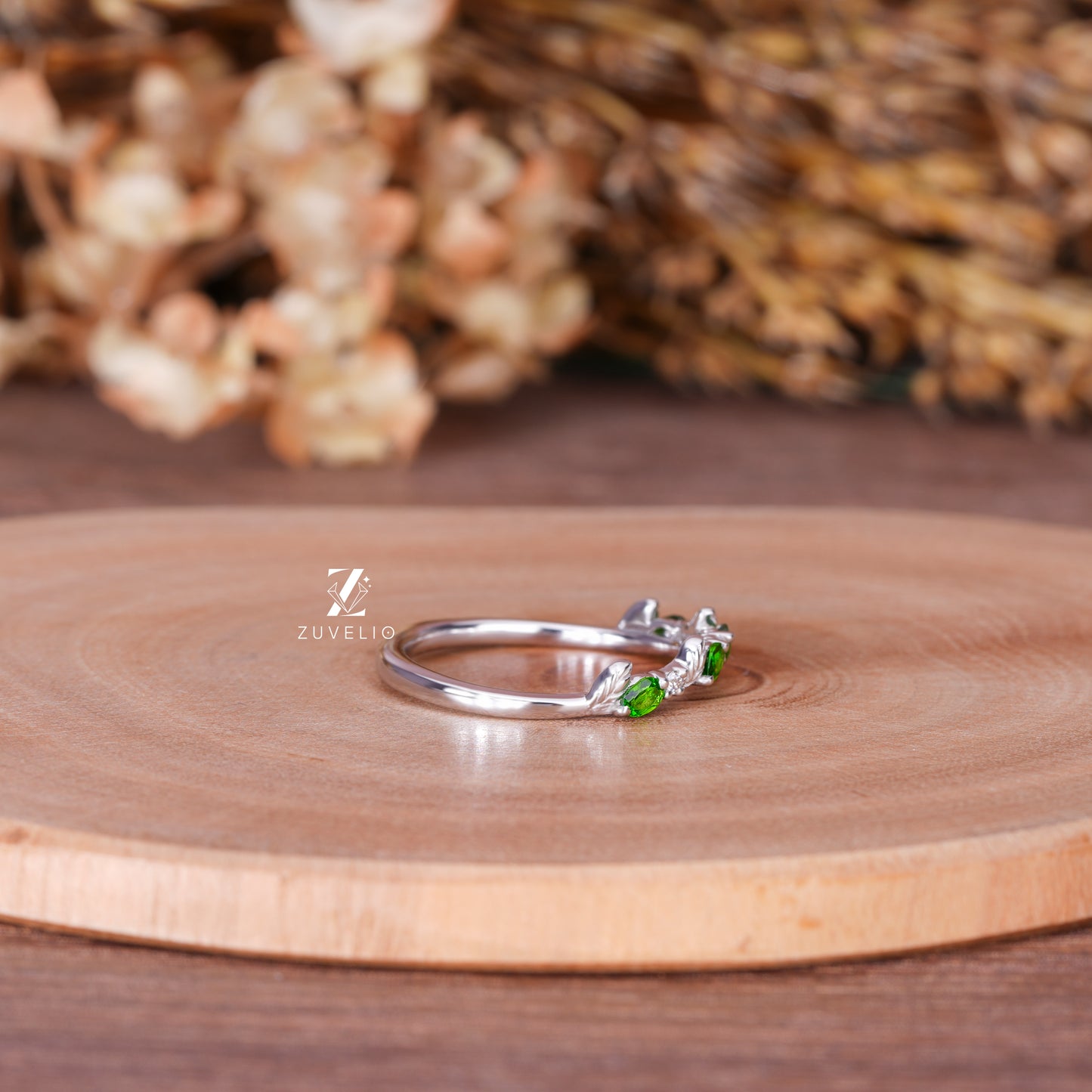 Sapphire Moissanite Wedding Band
