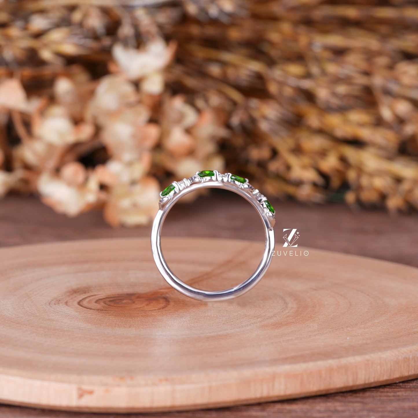 Sapphire Moissanite Wedding Band