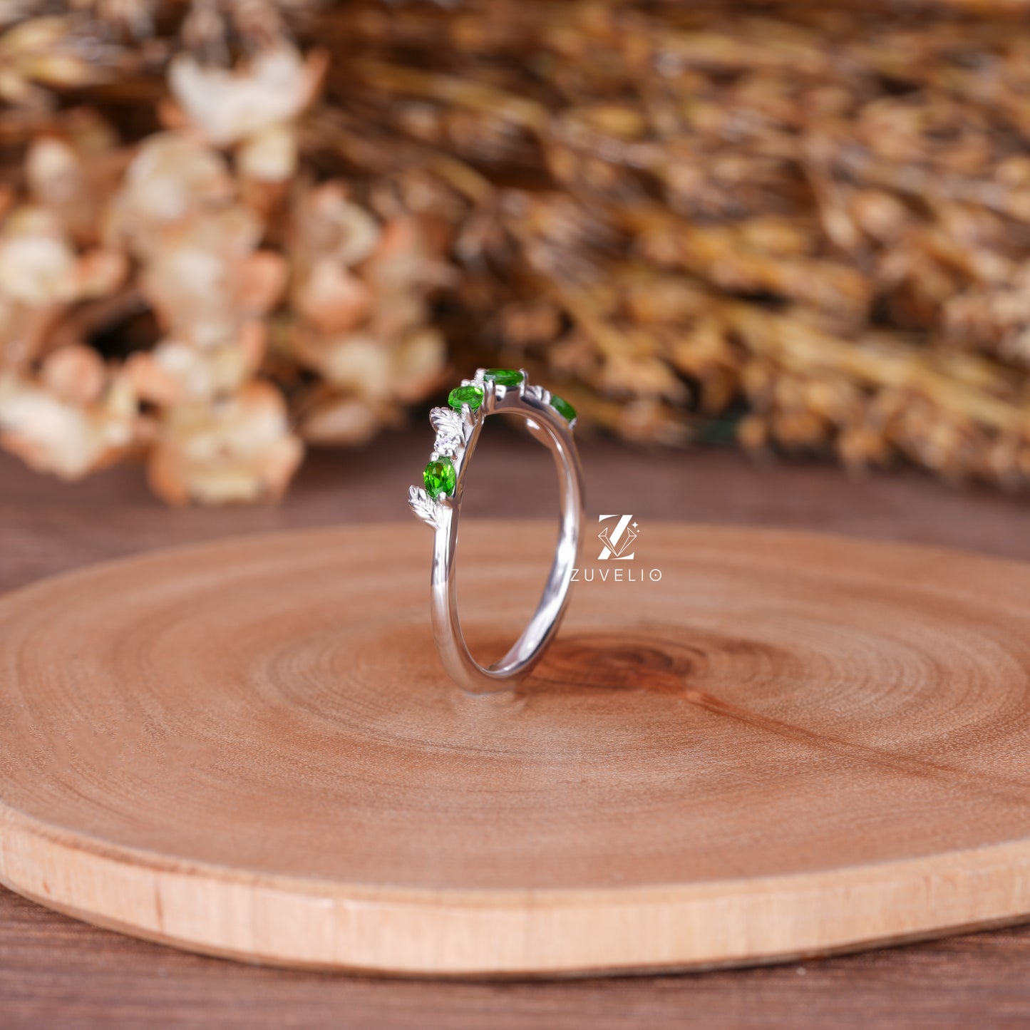 Sapphire Moissanite Wedding Band