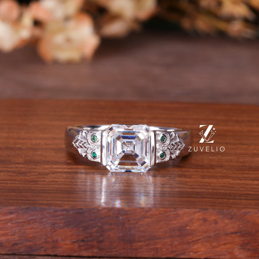 Asscher Bezel Moissanite Ring