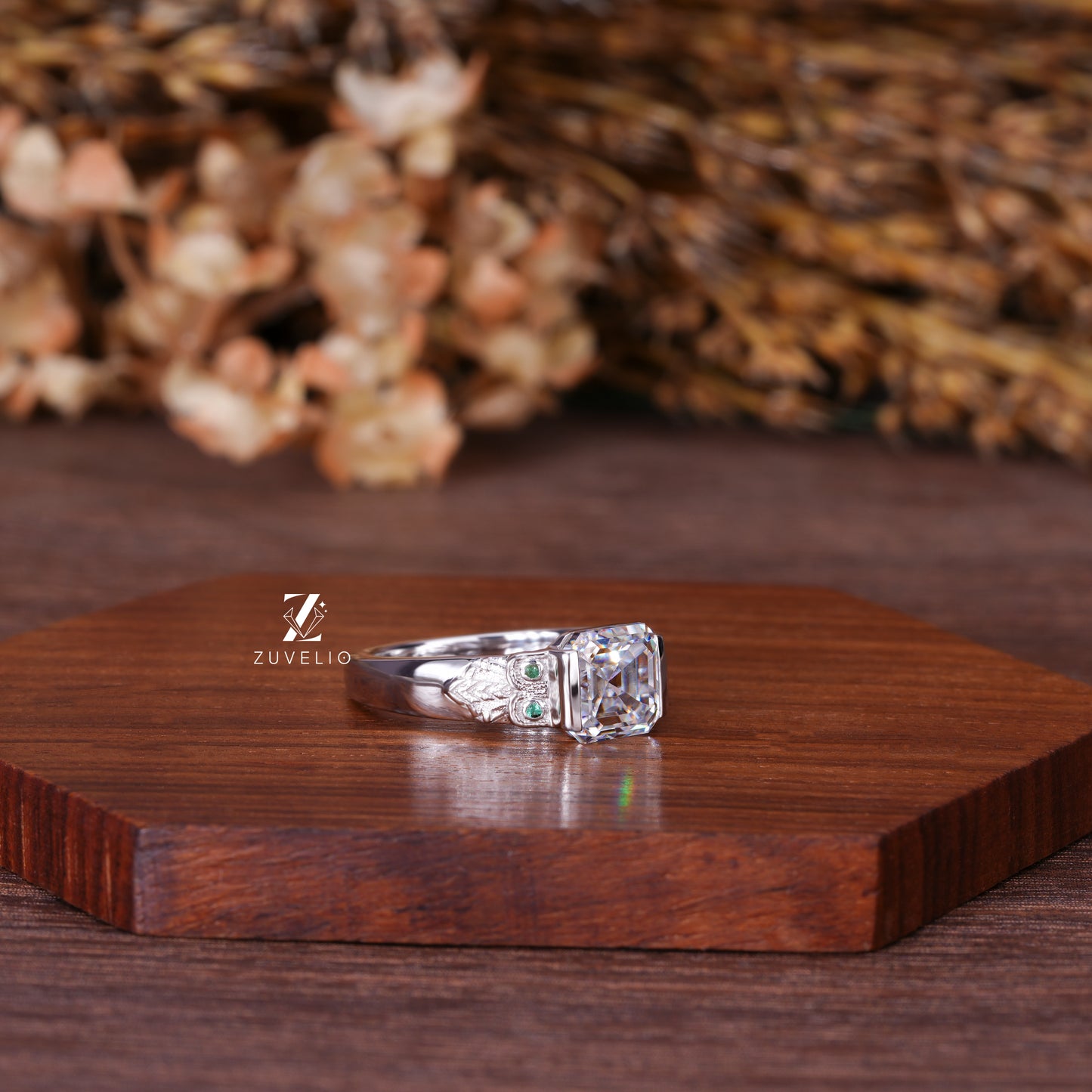 Asscher Bezel Moissanite Ring