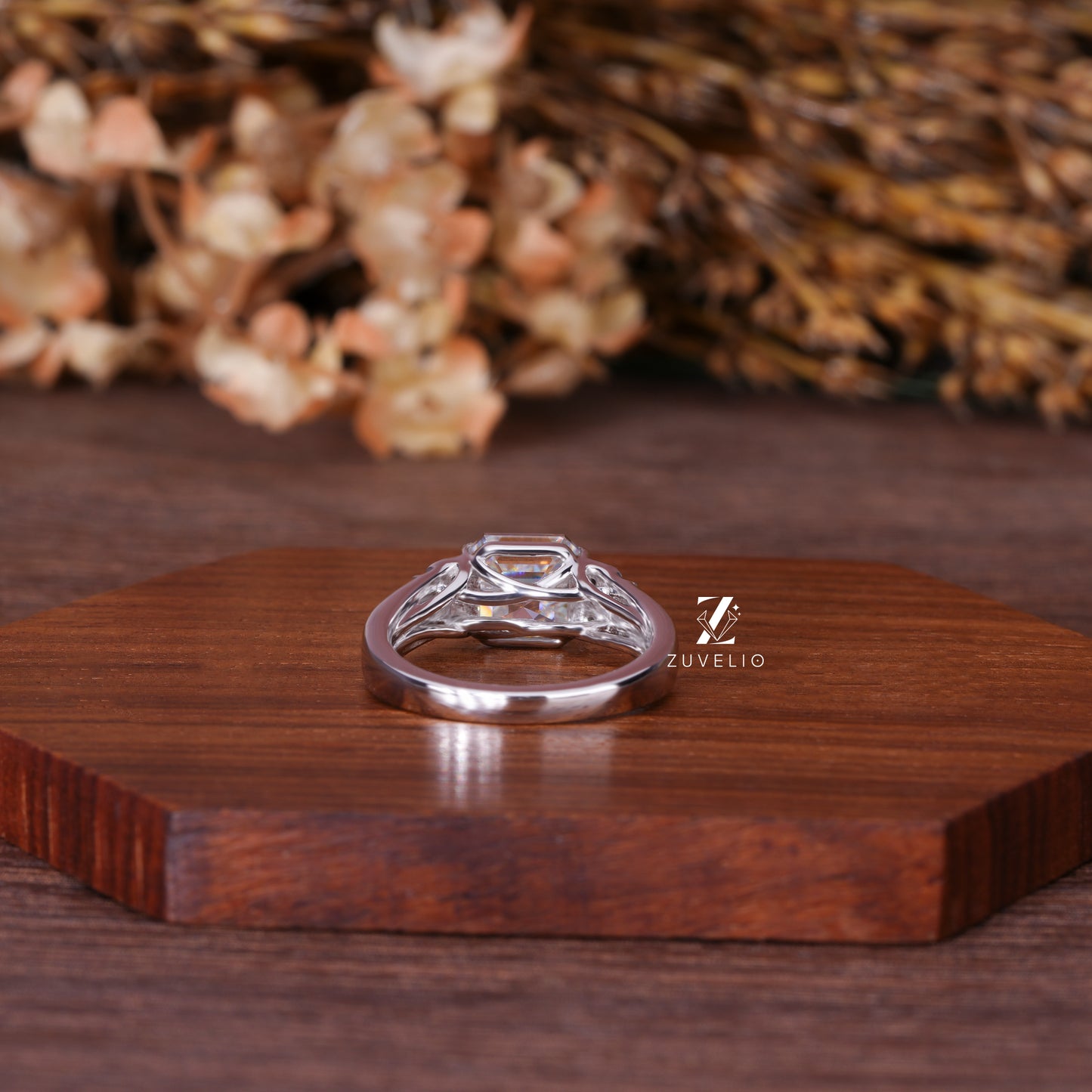 Asscher Bezel Moissanite Ring