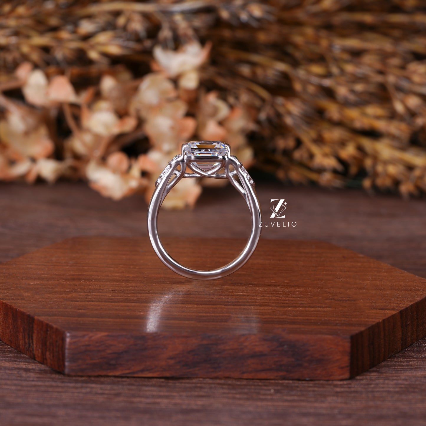 Asscher Bezel Moissanite Ring