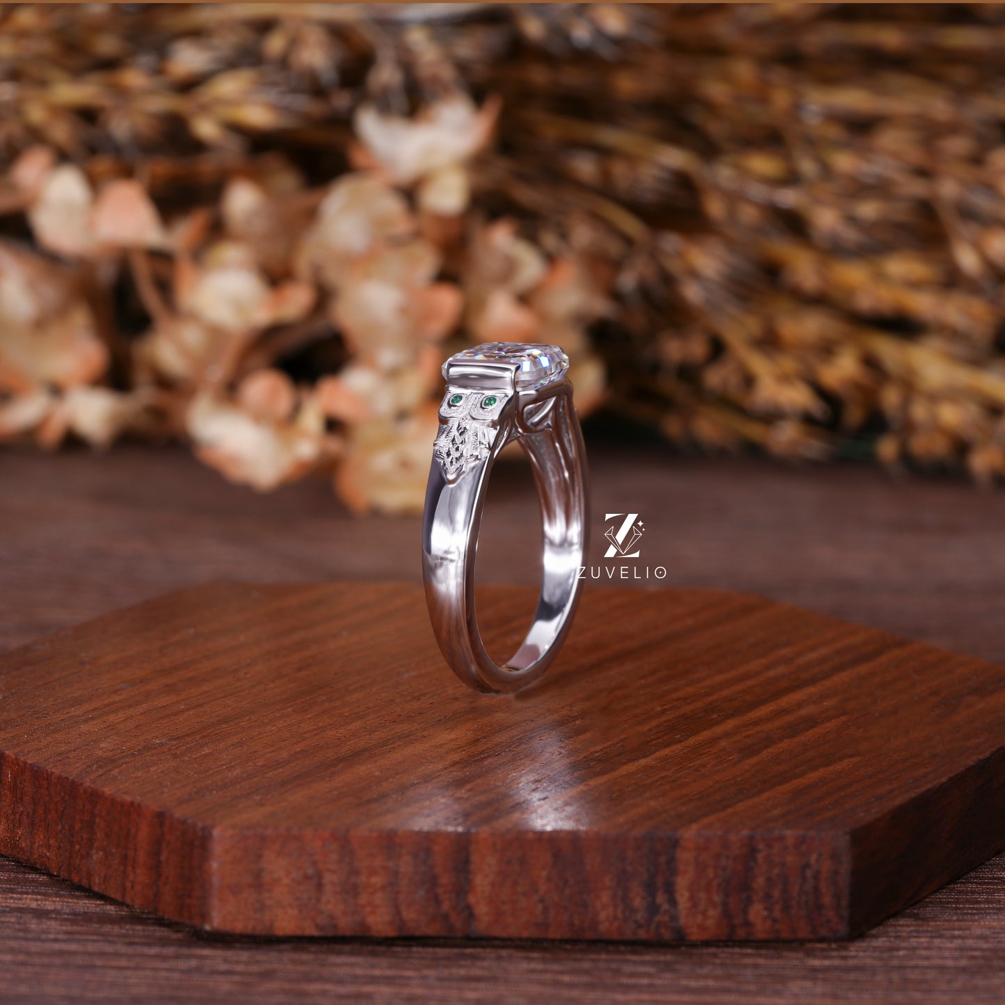 Asscher Bezel Moissanite Ring