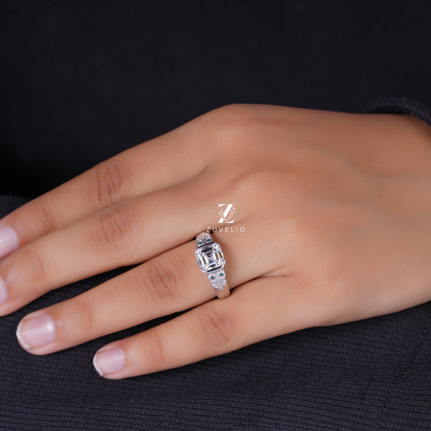 Asscher Bezel Moissanite Ring
