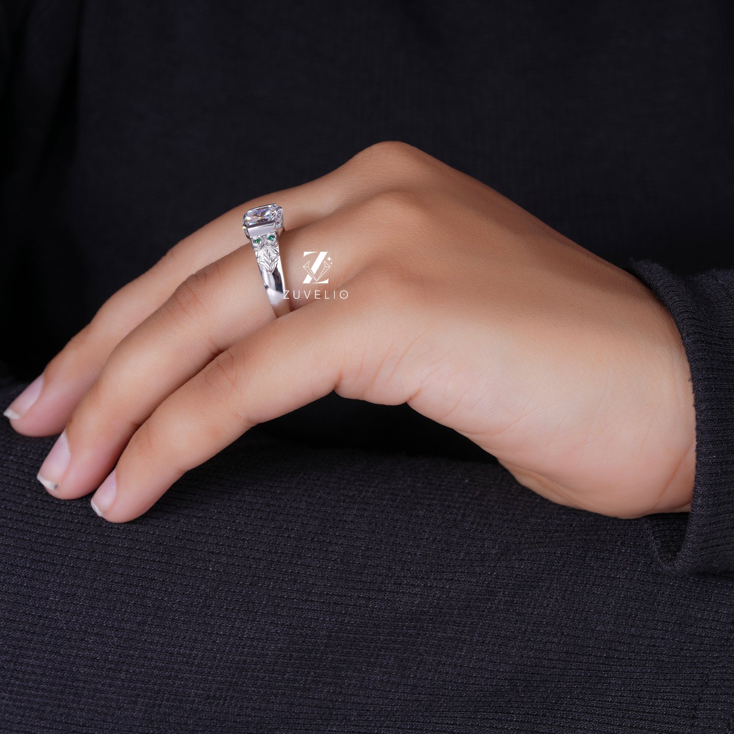 Asscher Bezel Moissanite Ring