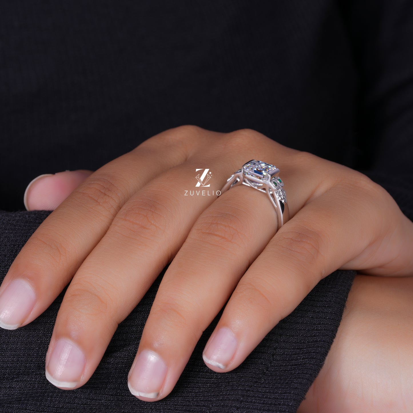 Asscher Bezel Moissanite Ring