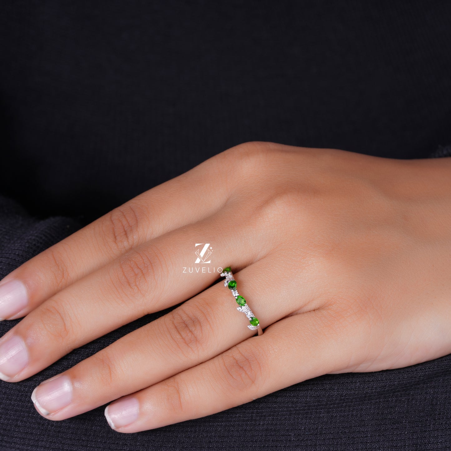 Sapphire Moissanite Wedding Band