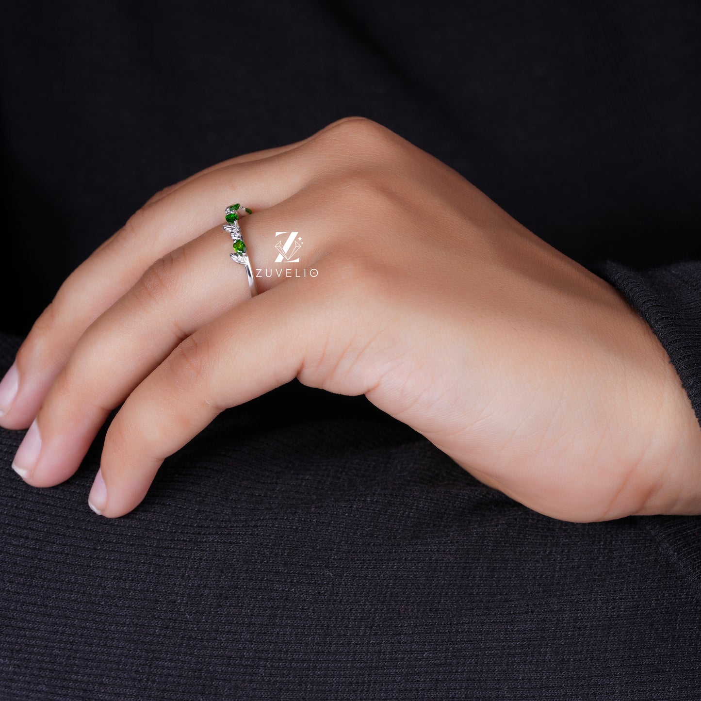 Sapphire Moissanite Wedding Band
