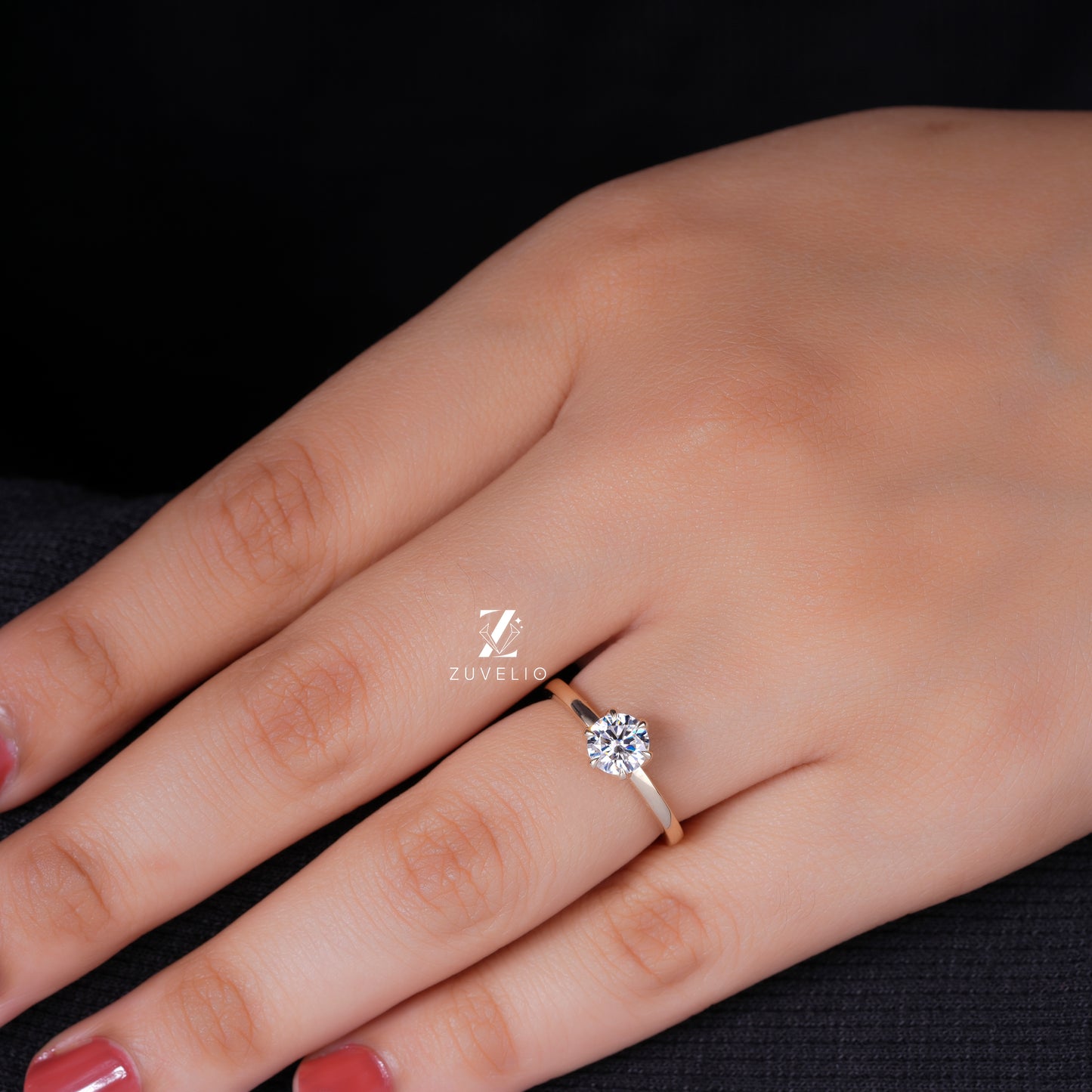 Floral Moissanite Solitaire Ring