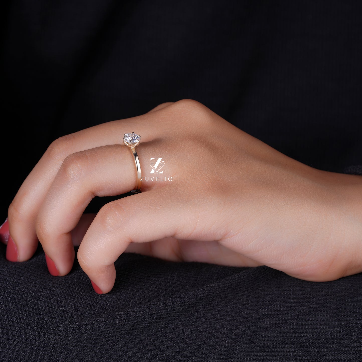 Floral Moissanite Solitaire Ring