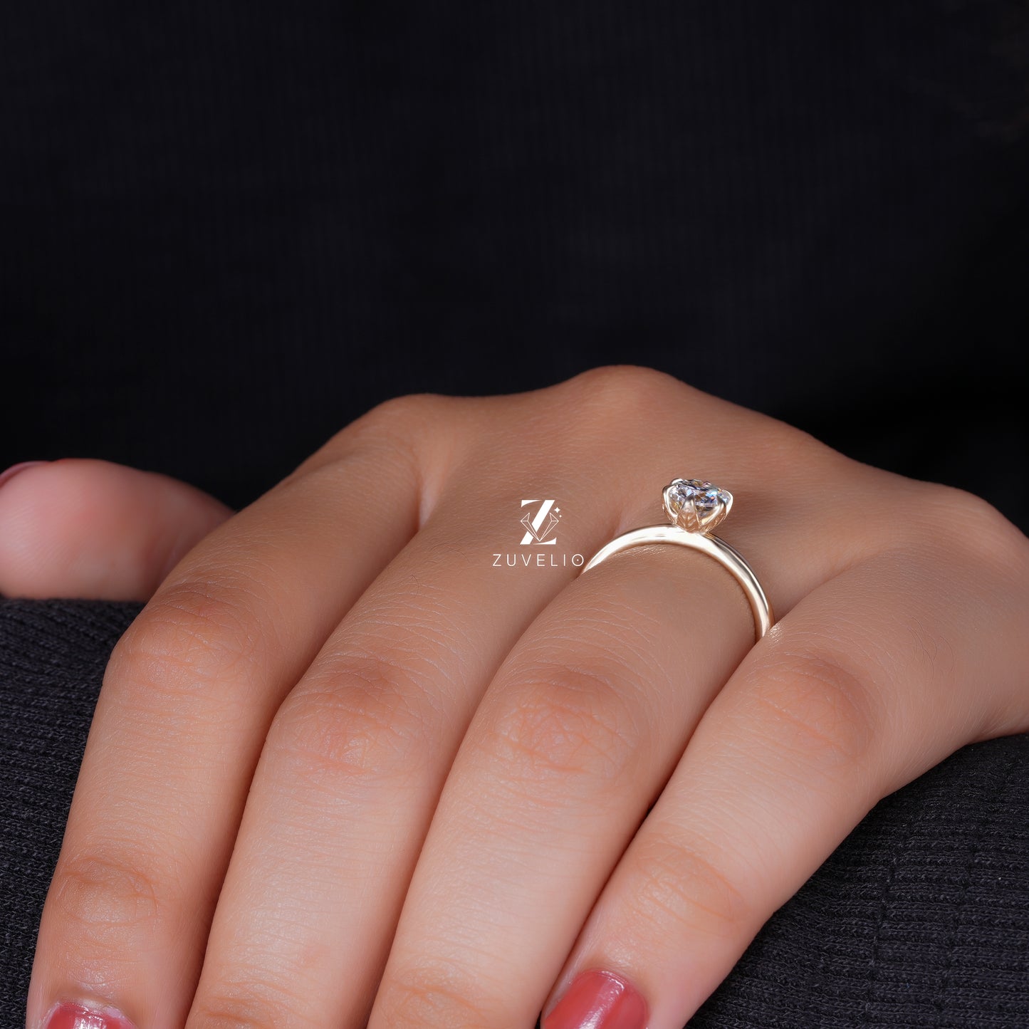 Floral Moissanite Solitaire Ring