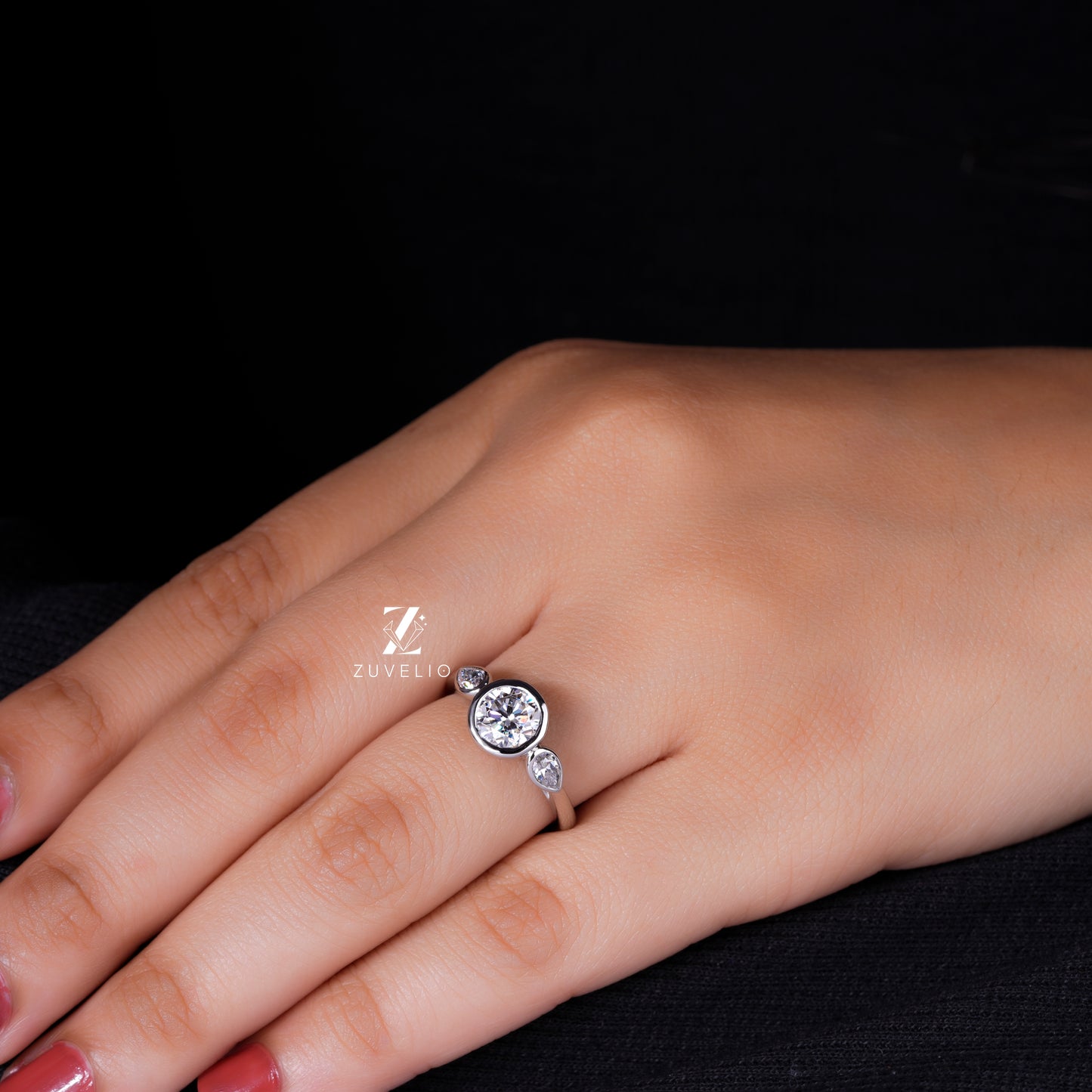 Round Bezel Moissanite Ring
