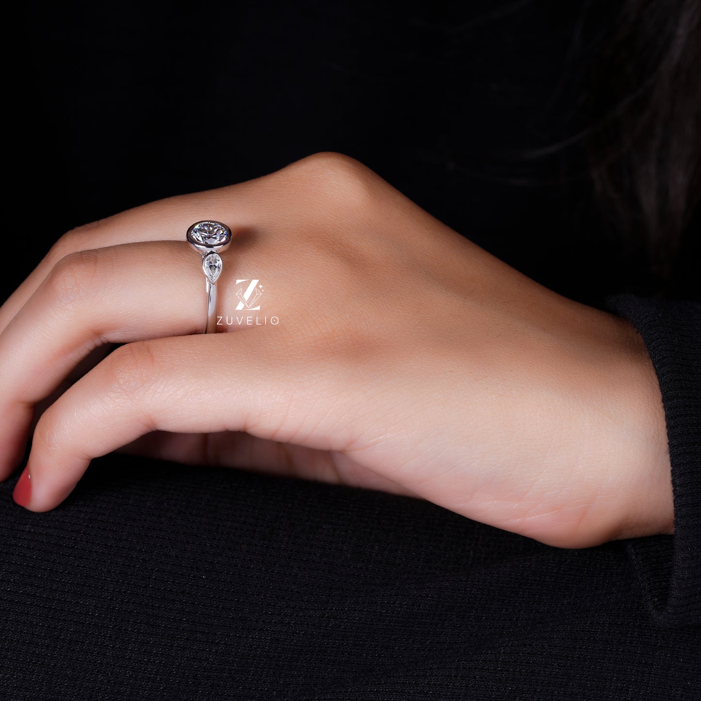 Round Bezel Moissanite Ring