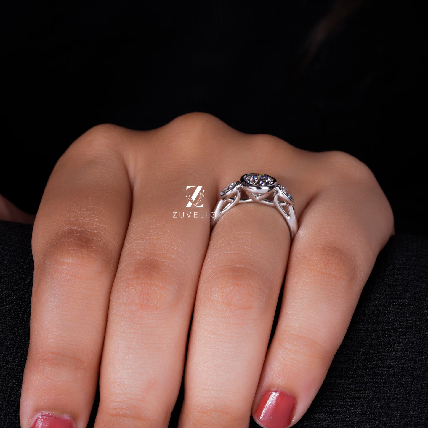 Round Bezel Moissanite Ring