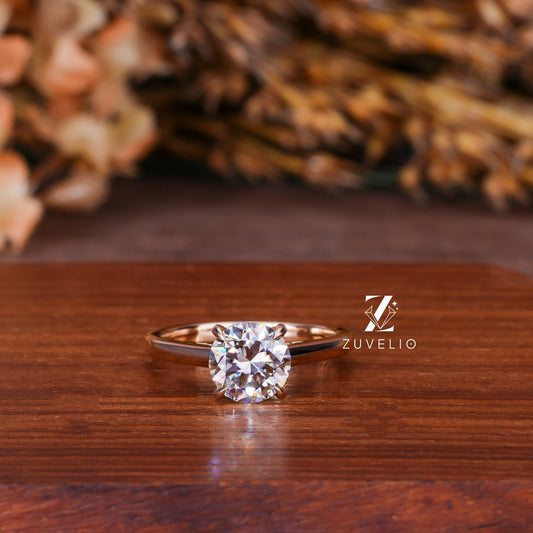 Round Cathedral Moissanite Ring
