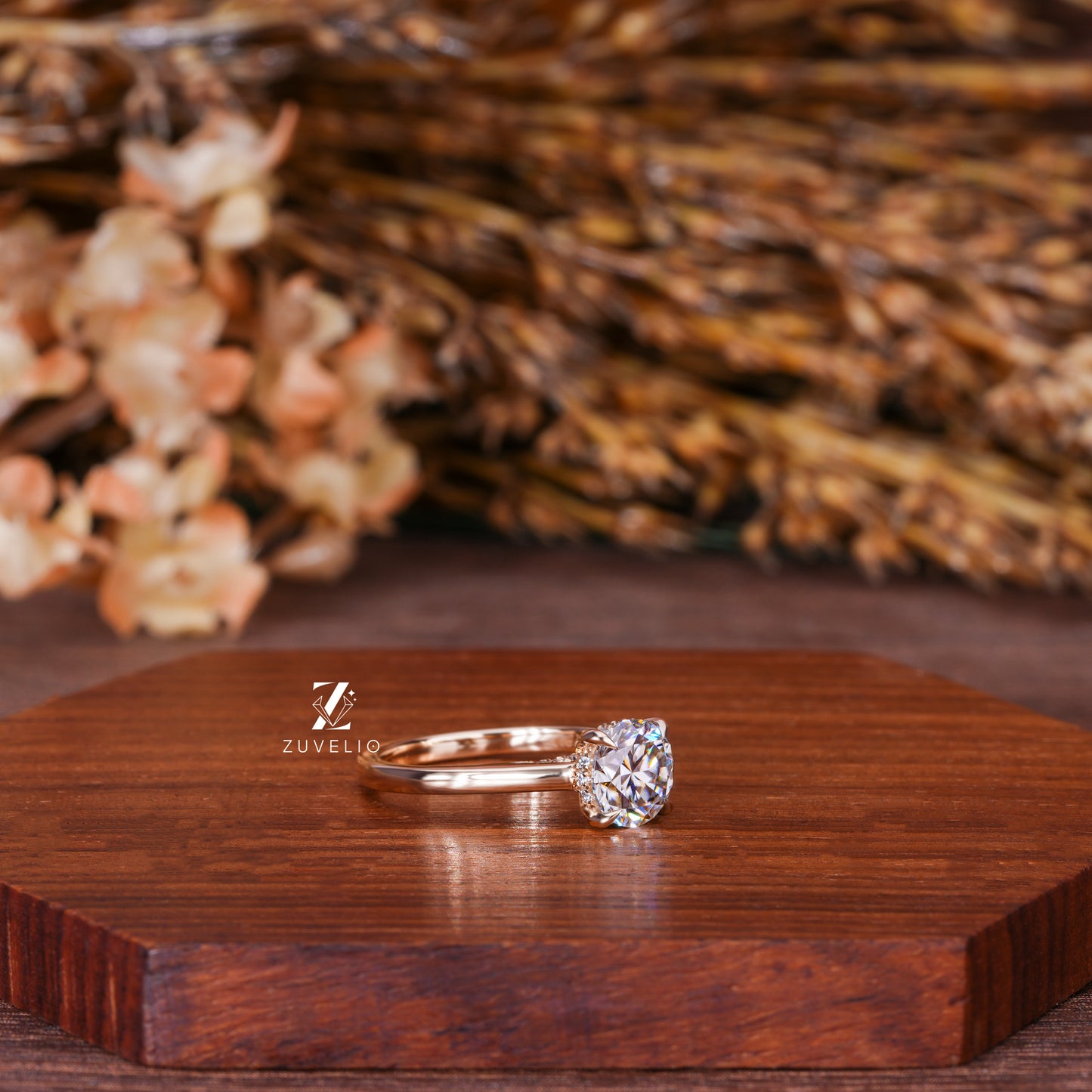 Round Cathedral Moissanite Ring