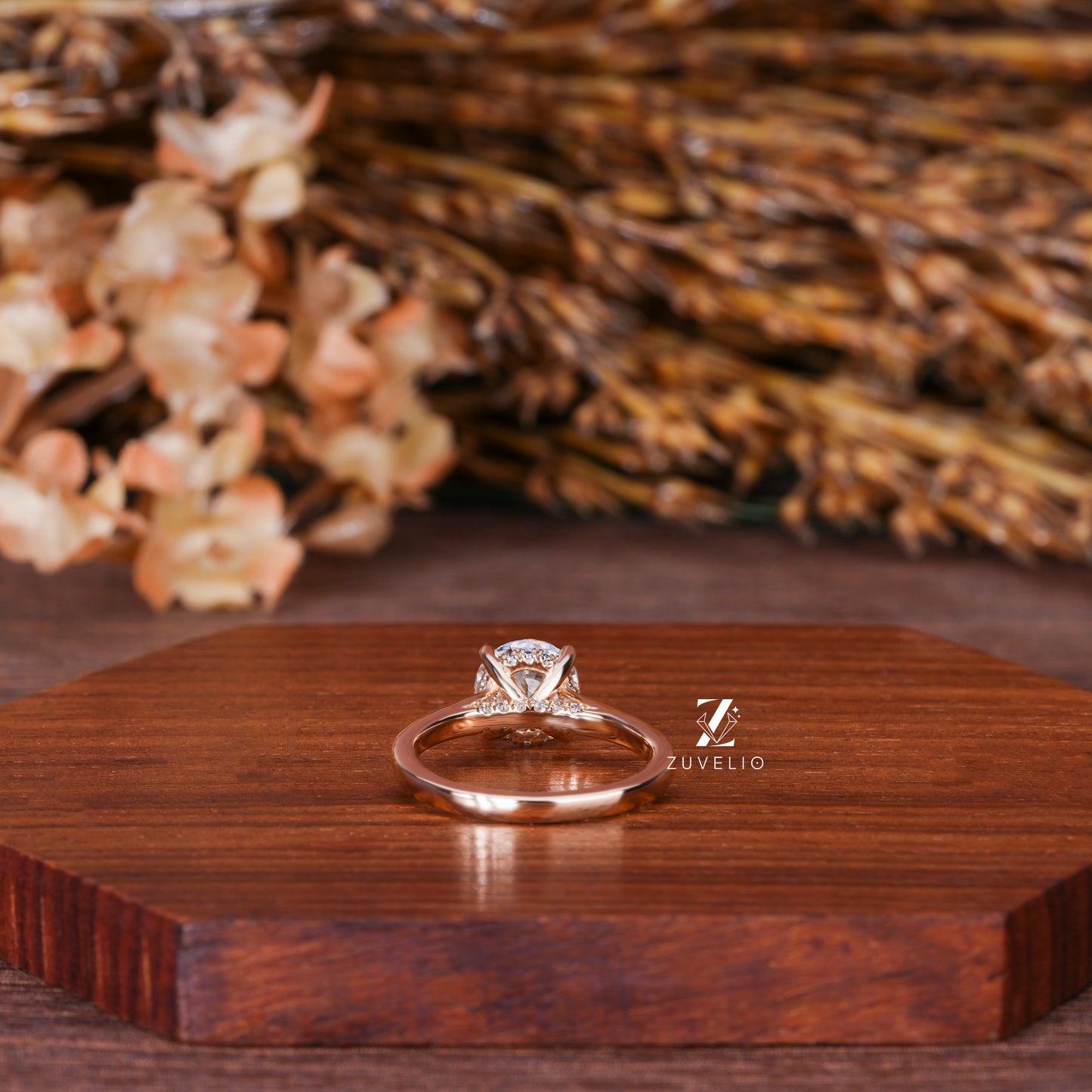 Round Cathedral Moissanite Ring