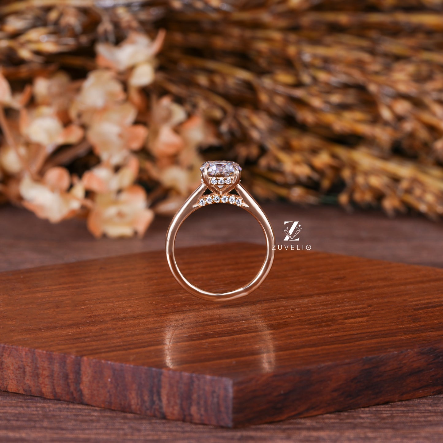 Round Cathedral Moissanite Ring