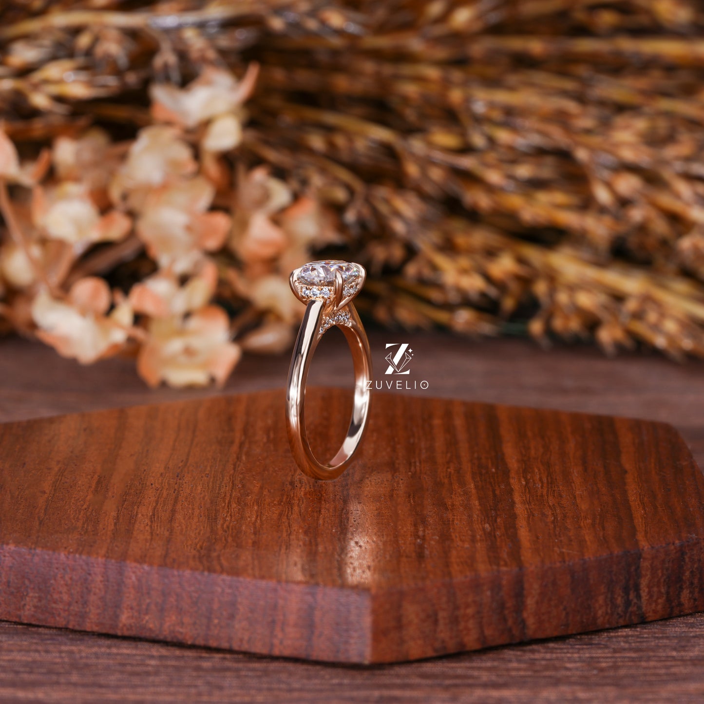 Round Cathedral Moissanite Ring