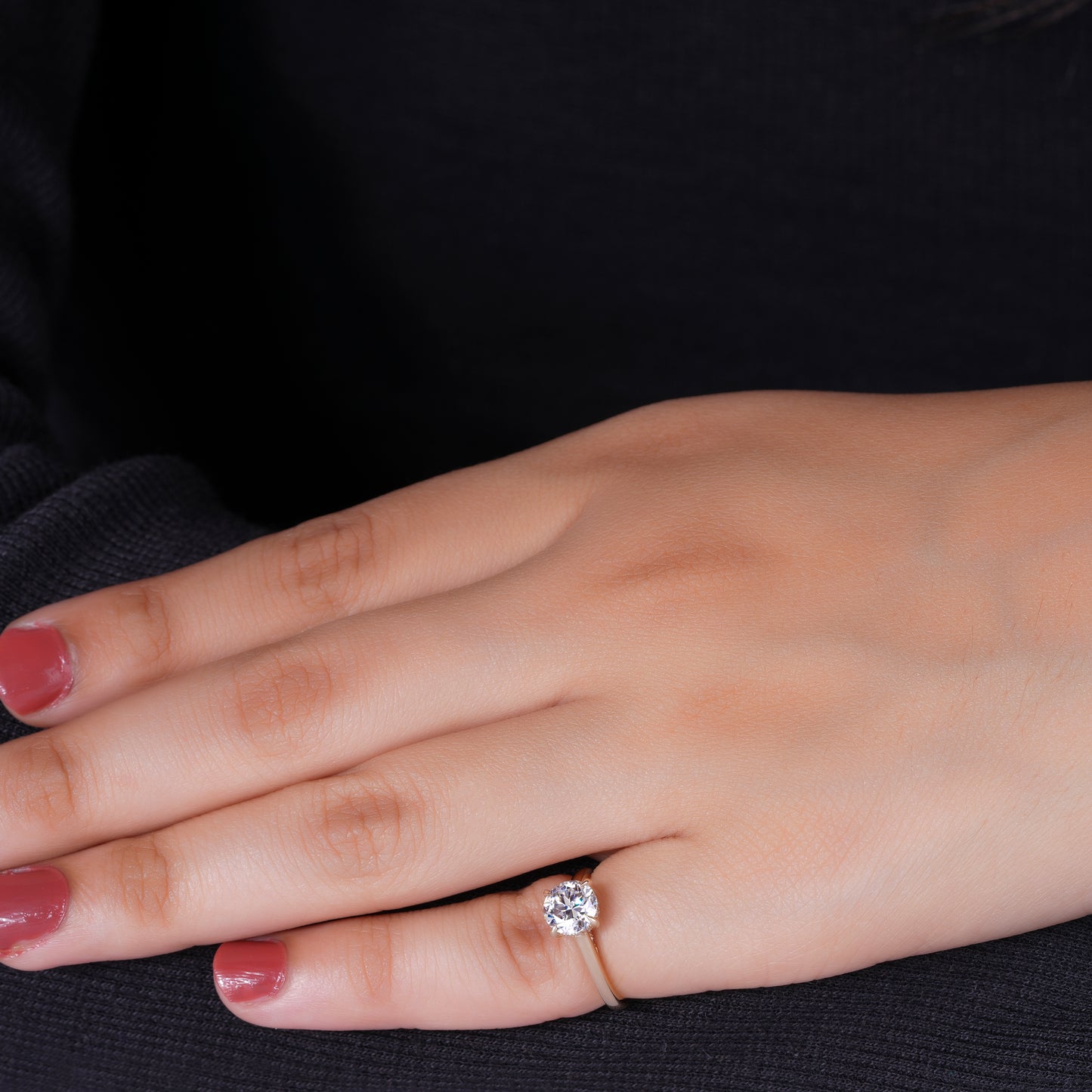 Round Cathedral Moissanite Ring