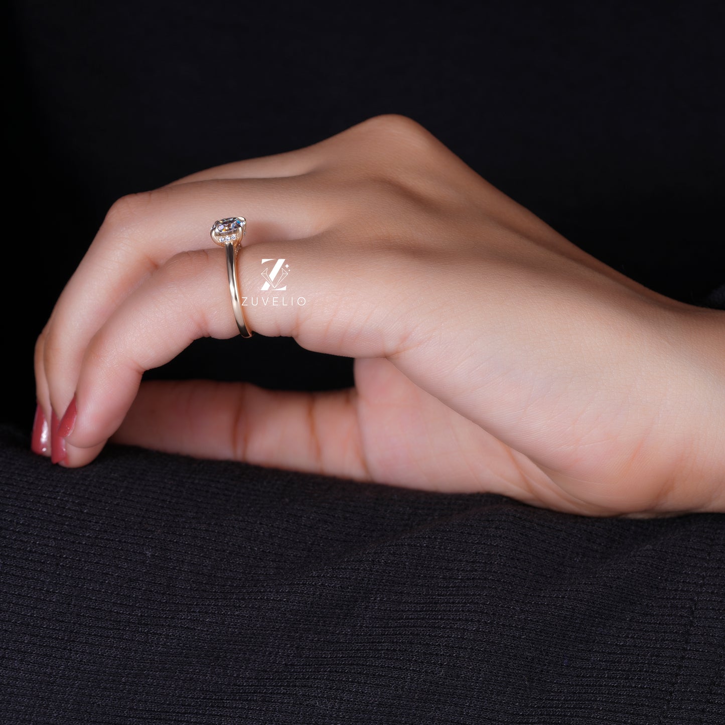 Round Cathedral Moissanite Ring